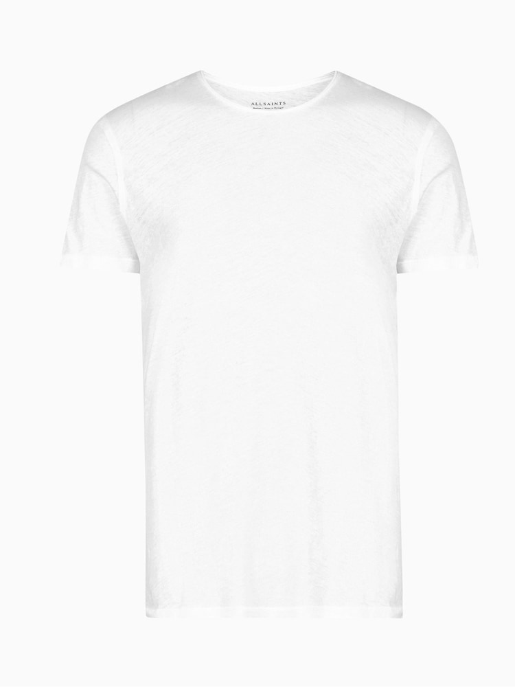 AllSaints White Figure Short Sleeve Crew 100% Cotton T-Shirt - Image 5 of 5