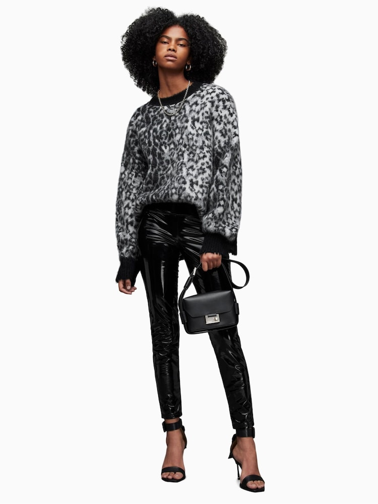 AllSaints Black Cora Shine Leggings - Image 1 of 5 AllSaints Black Cora Shine Leggings - Image 1 of 5
