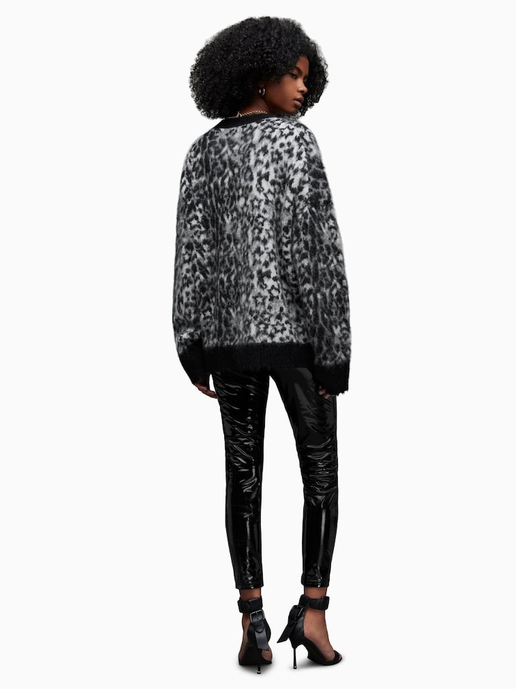 AllSaints Black Cora Shine Leggings - Image 2 of 5 AllSaints Black Cora Shine Leggings - Image 2 of 5