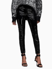 AllSaints Black Cora Shine Leggings - Image 3 of 5