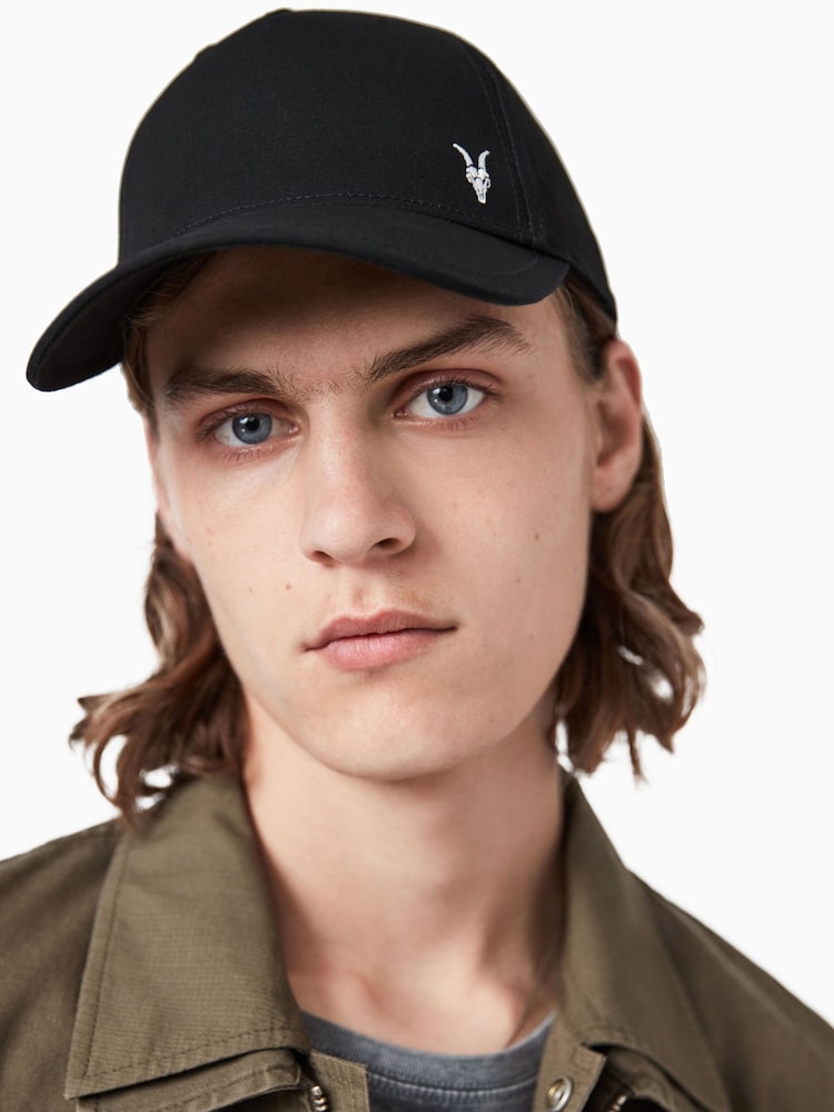 AllSaints Black Fen Baseball 100% Cotton Cap - Image 1 of 7 AllSaints Black Fen Baseball 100% Cotton Cap - Image 1 of 7