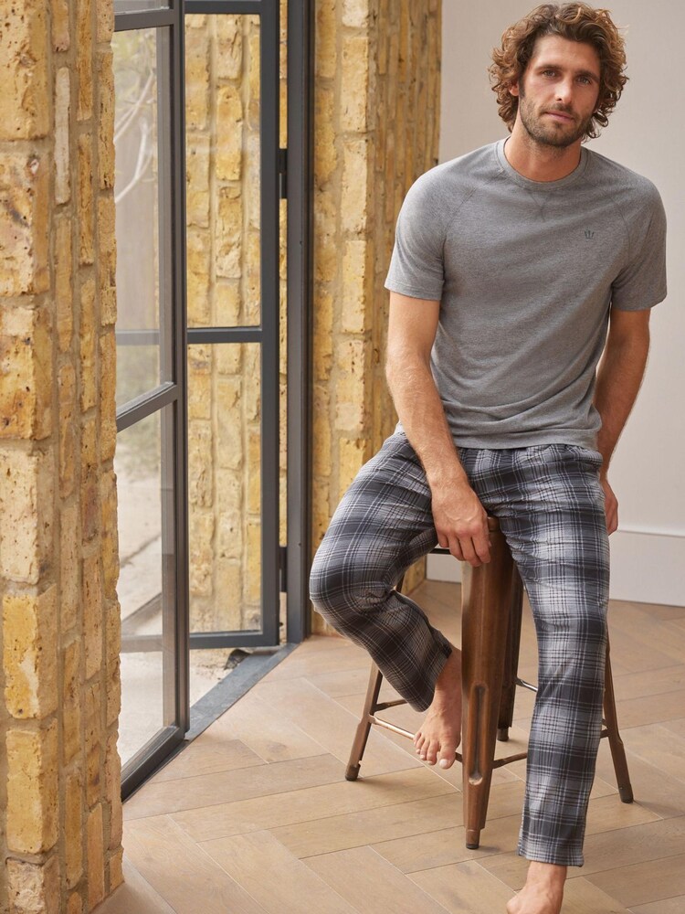 Grey/Black Check Motion Flex Cosy Pyjama Set - Image 1 of 8 Grey/Black Check Motion Flex Cosy Pyjama Set - Image 1 of 8