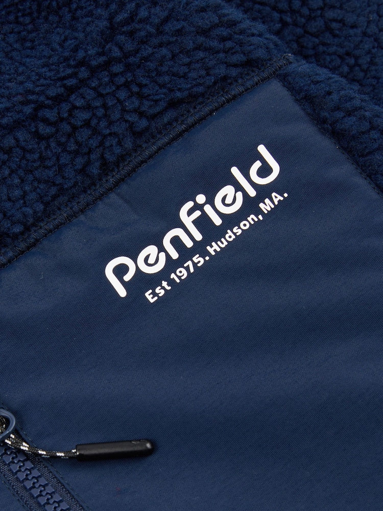 Penfield Blue Bear Outdoor Borg Zip Thru Coat Jacket - Image 8 of 8