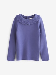 Blau - Pullover mit Pointelle-Ausschnitt (3M.–7J.) - Bild 1 von 3