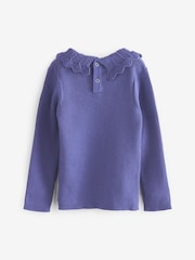 Blau - Pullover mit Pointelle-Ausschnitt (3M.–7J.) - Bild 2 von 3