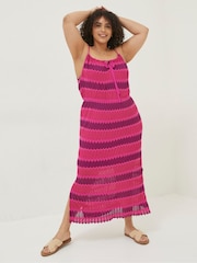 FatFace Pink Samantha Stripe Knitted Dress - Image 6 of 7