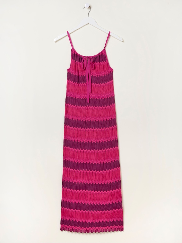 FatFace Pink Samantha Stripe Knitted Dress - Image 7 of 7