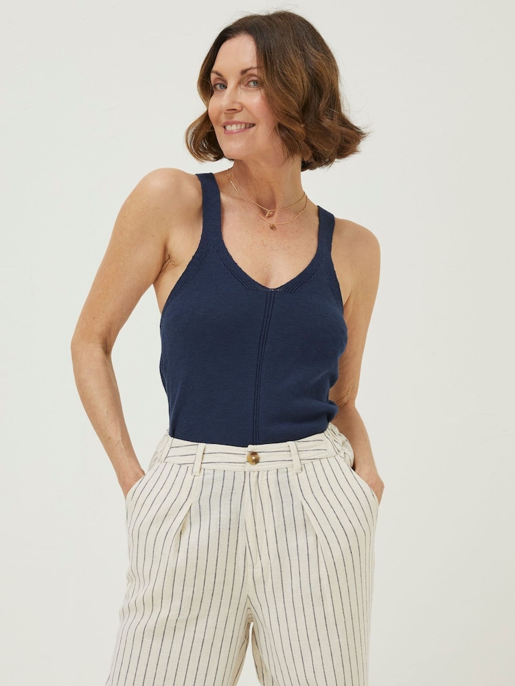 FatFace Blue Harriet Knitted Halter Cami Top - Image 1 of 5