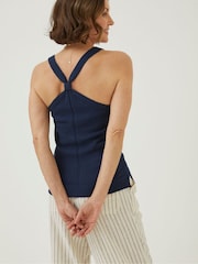 FatFace Blue Harriet Knitted Halter Cami Top - Image 2 of 5