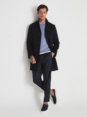 Reiss Blue Gable Wool Blend Epsom Overcoat - Image 4 of 6