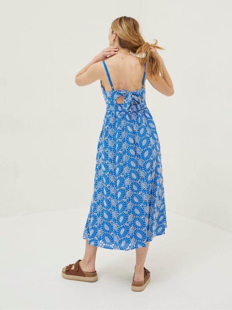FatFace Blue Jayden Broderie Midi Dress - Image 2 of 6
