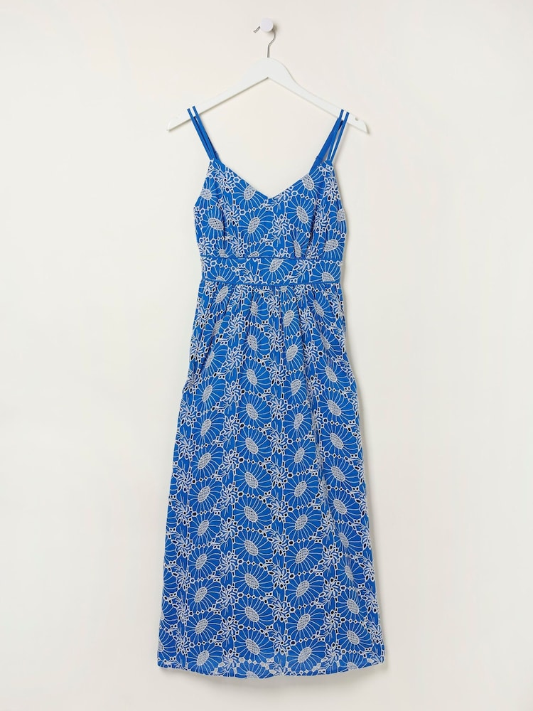 FatFace Blue Jayden Broderie Midi Dress - Image 6 of 6