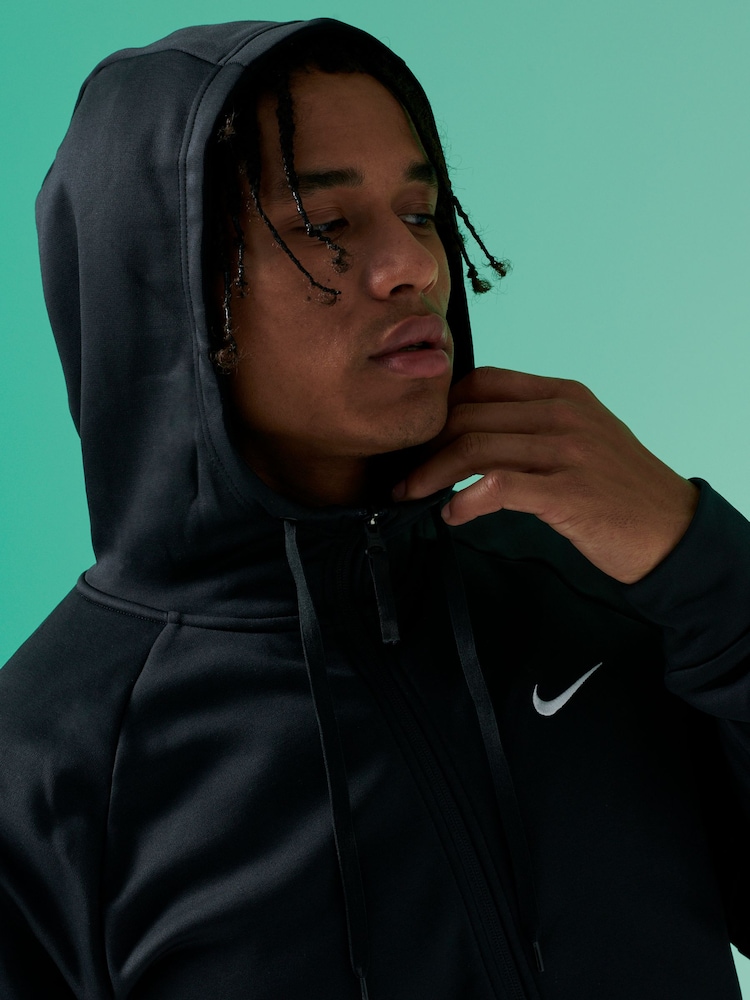 Melns - Nike Therma-FIT treniņu sporta krekls ar rāvējslēdzēju - Attēls 11 no 11