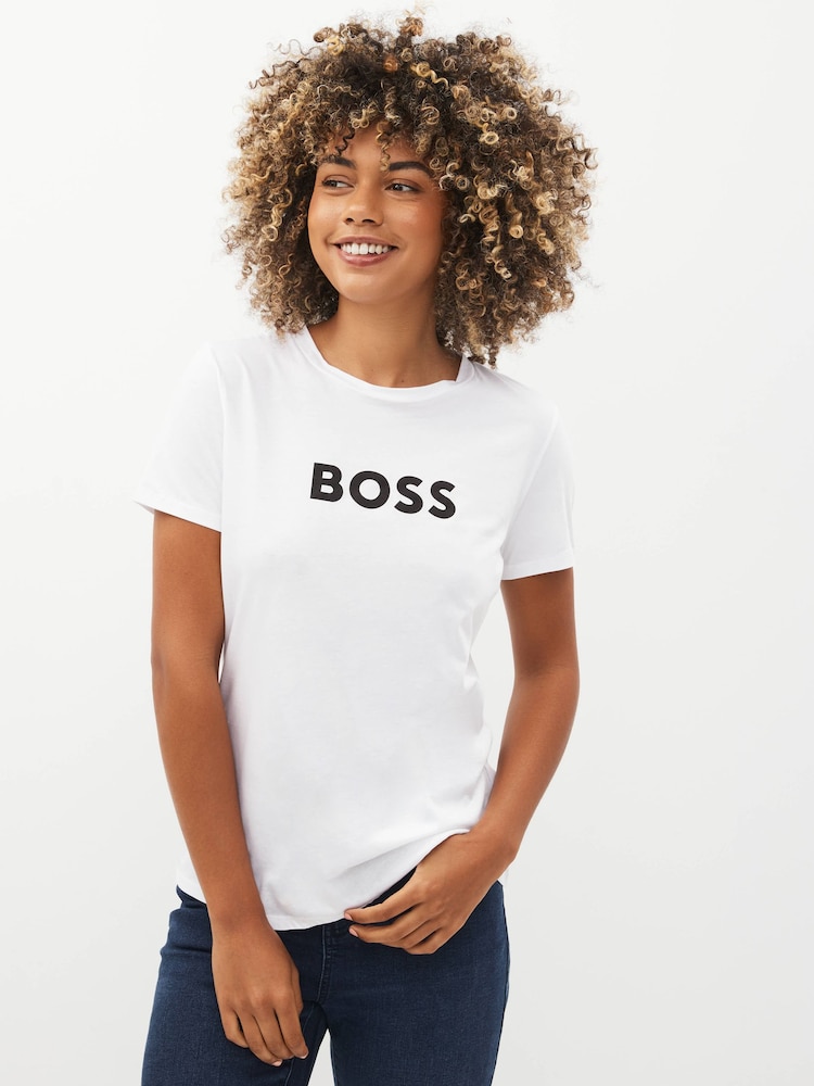 BOSS White Logo Print T-Shirt - Image 1 of 4 BOSS White Logo Print T-Shirt - Image 1 of 4