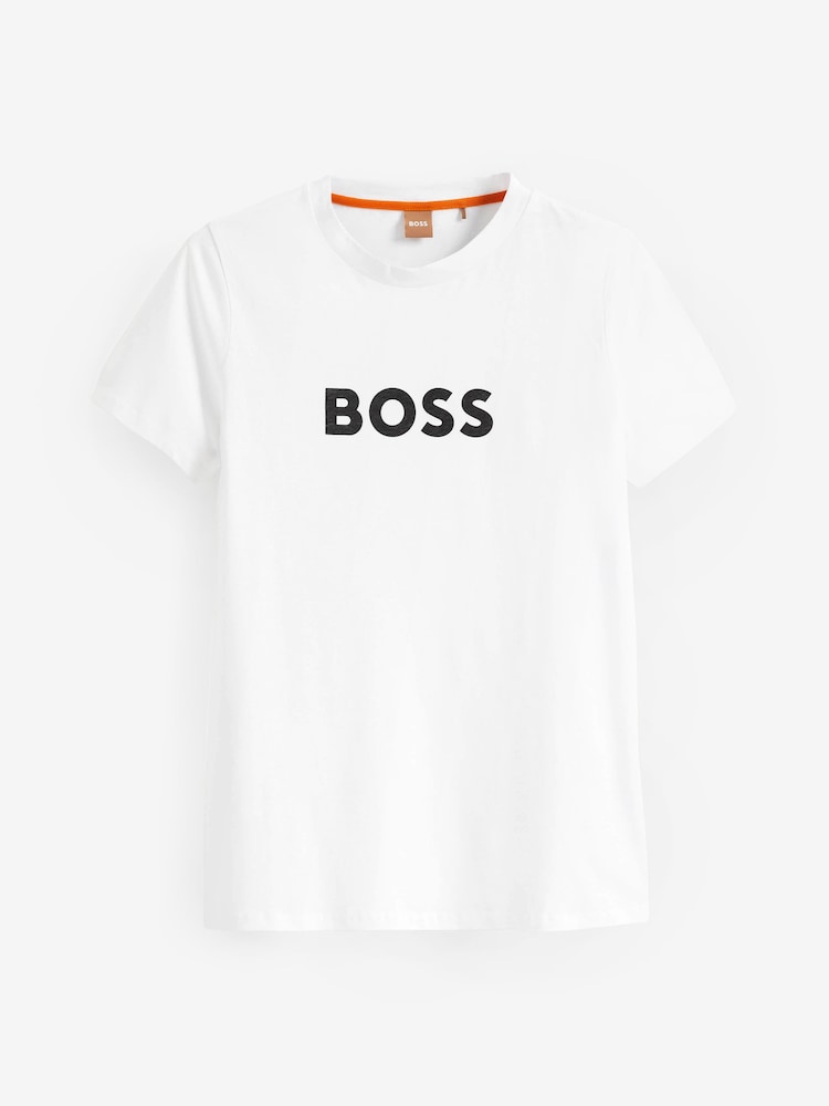 BOSS White Logo Print T-Shirt - Image 4 of 4