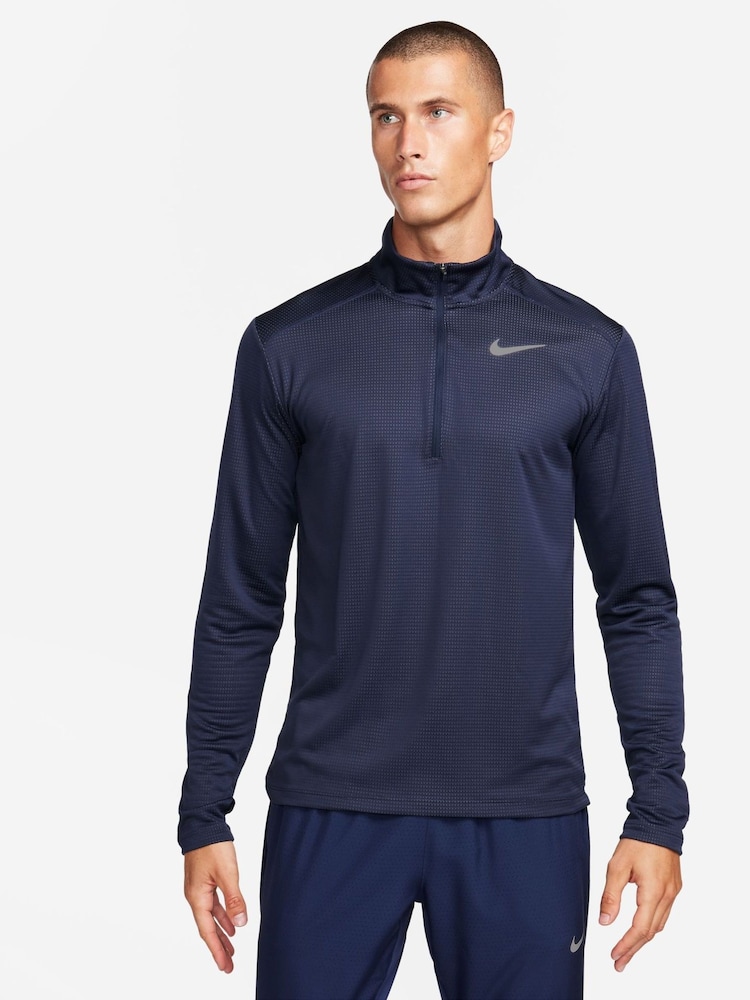 Marineblau - Nike Pacer Lauftop mit kurzem Reißverschluss - Bild 1 von 8
