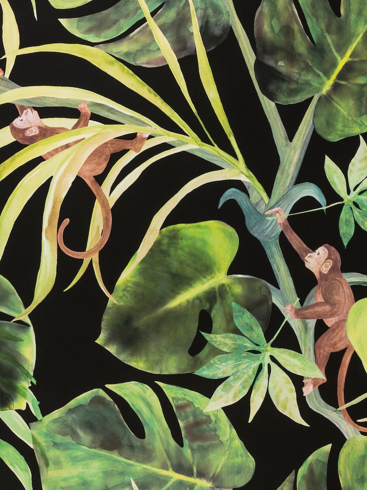 Clarke and Clarke Monkey Business Ebony 10.05M Wallpaper - Image 1 of 3