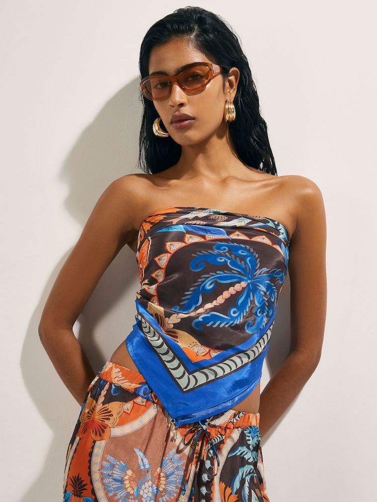 River Island Orange Samie Elishi Palm Print Scarf - Image 2 of 6