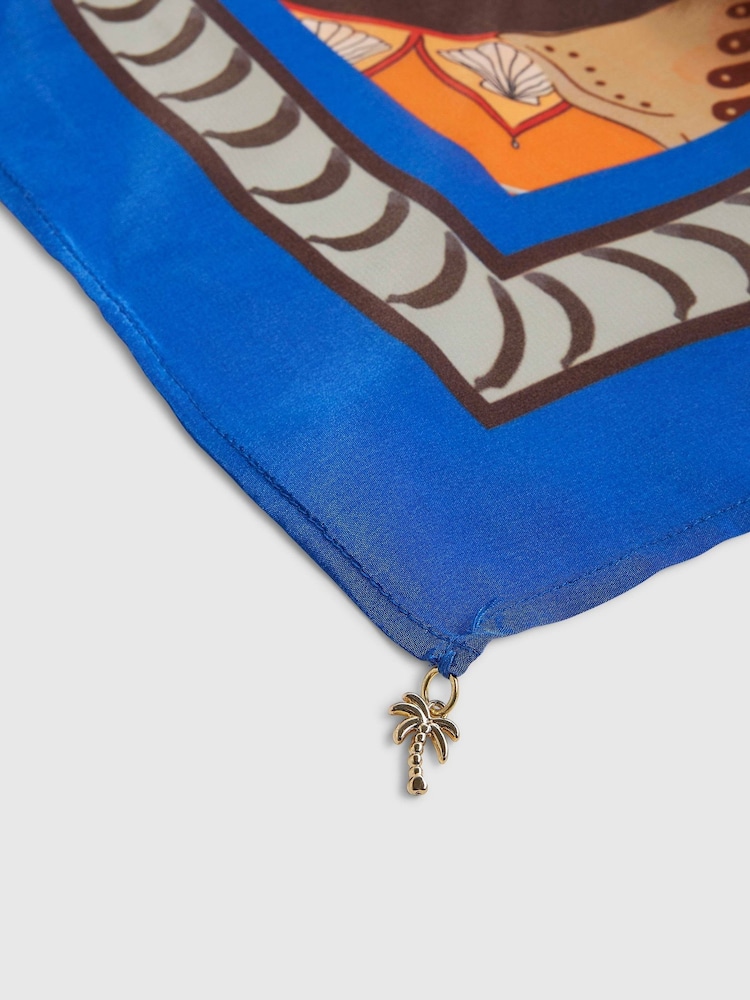 River Island Orange Samie Elishi Palm Print Scarf - Image 6 of 6