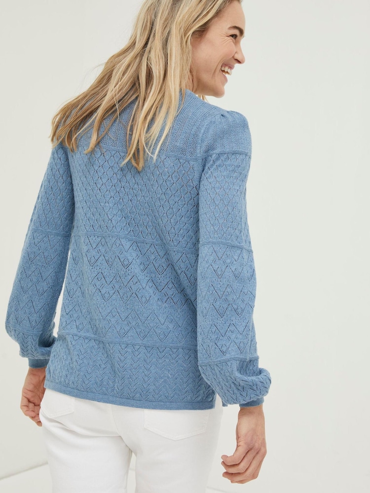 FatFace Blue Sadie Pointelle Jumper - Image 2 of 4