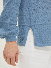 FatFace Blue Sadie Pointelle Jumper - Image 3 of 4