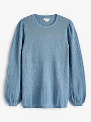 FatFace Blue Sadie Pointelle Jumper - Image 4 of 4