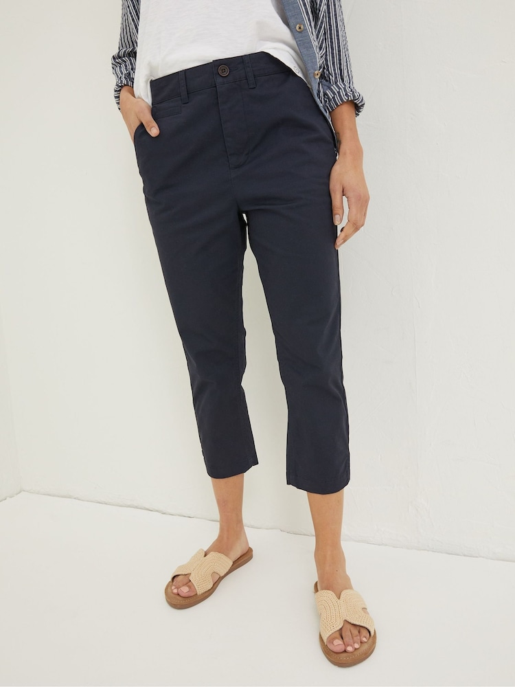 FatFace Blue Farnham Cropped Trousers - Image 1 of 5