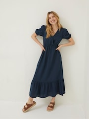 FatFace Blue Vivvie Linen Midi Dress - Image 1 of 6