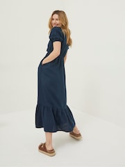 FatFace Blue Vivvie Linen Midi Dress - Image 2 of 6