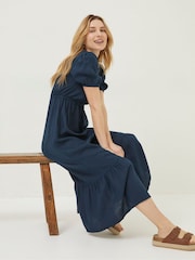 FatFace Blue Vivvie Linen Midi Dress - Image 3 of 6
