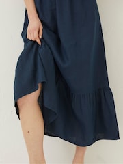 FatFace Blue Vivvie Linen Midi Dress - Image 5 of 6