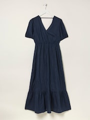 FatFace Blue Vivvie Linen Midi Dress - Image 6 of 6