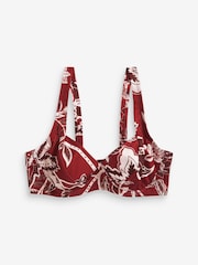 Berry Red Floral Non Padded Underwired Top Non Pad Bikini Top - Image 2 of 2