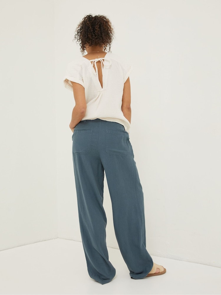 FatFace Blue Portloe Cropped Trousers - Image 2 of 4
