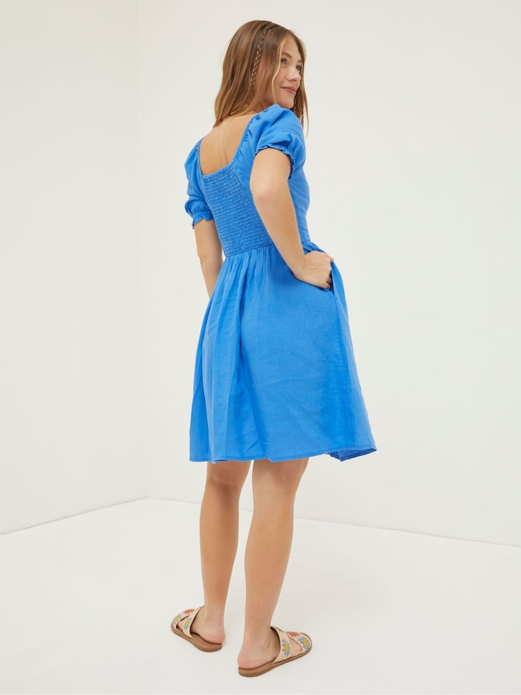 FatFace Blue Aideen Linen Dress - Image 2 of 5