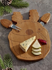 Wood Christmas Woodland Animals Cheeseboard with Knives - Image 1 of 5