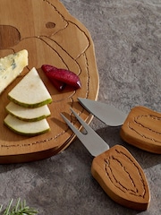 Wood Christmas Woodland Animals Cheeseboard with Knives - Image 3 of 5