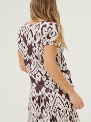 FatFace Brown Bold Ikat Linen Maggie T-Shirt - Image 2 of 4