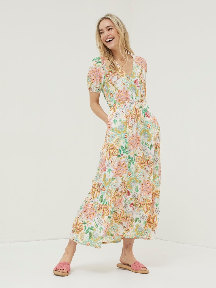FatFace Natural Vivvie Paradise Floral Midi Dress - Image 1 of 5 FatFace Natural Vivvie Paradise Floral Midi Dress - Image 1 of 5