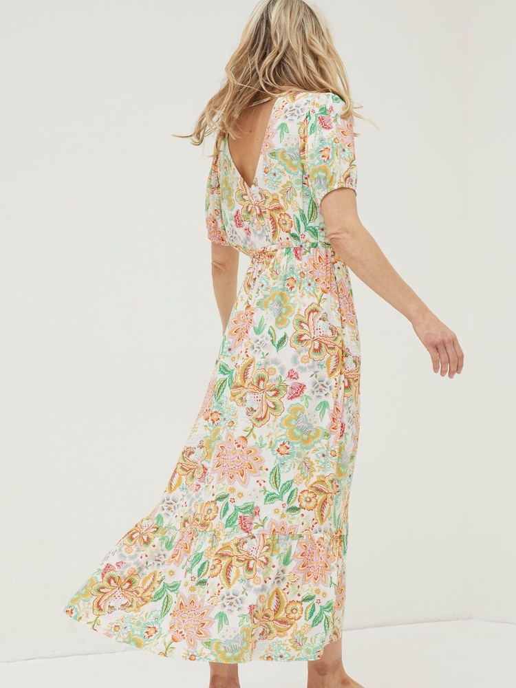 FatFace Natural Vivvie Paradise Floral Midi Dress - Image 2 of 5 FatFace Natural Vivvie Paradise Floral Midi Dress - Image 2 of 5