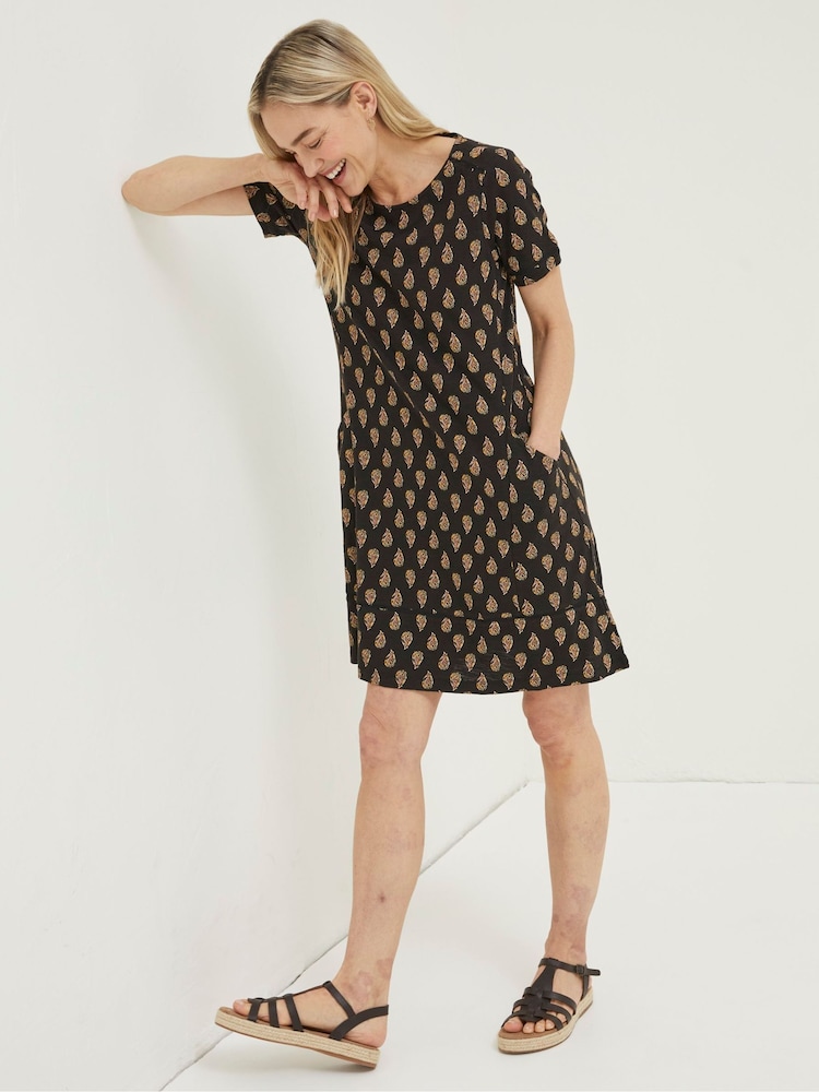 FatFace Black Woodblock Simone Jersey Dress - Image 1 of 4
