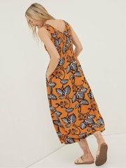 FatFace Yellow Anna Vine Floral Midi Dress - Image 2 of 5