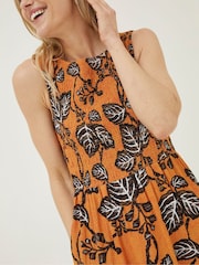 FatFace Yellow Anna Vine Floral Midi Dress - Image 4 of 5