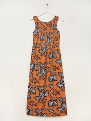 FatFace Yellow Anna Vine Floral Midi Dress - Image 5 of 5