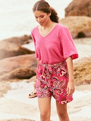 FatFace Pink V-Neck Angela Knitted Top - Image 1 of 8