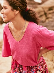 FatFace Pink V-Neck Angela Knitted Top - Image 3 of 8