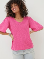 FatFace Pink V-Neck Angela Knitted Top - Image 6 of 8