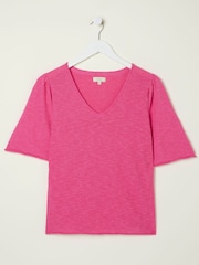 FatFace Pink V-Neck Angela Knitted Top - Image 8 of 8