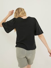 FatFace Black V-Neck Angela Knitted Top - Image 2 of 5