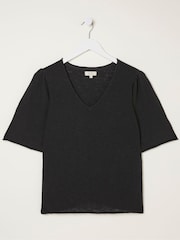 FatFace Black V-Neck Angela Knitted Top - Image 5 of 5